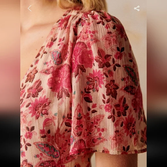 Sezane Sarah Pink Floral Midi Wrap Dress - Picture 5 of 7